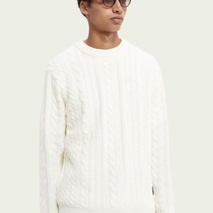 Scotch and Soda - Men's Cable Knit Sweater - White - Size Small